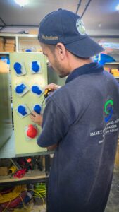 Socket panel installation project with modular electrical setup